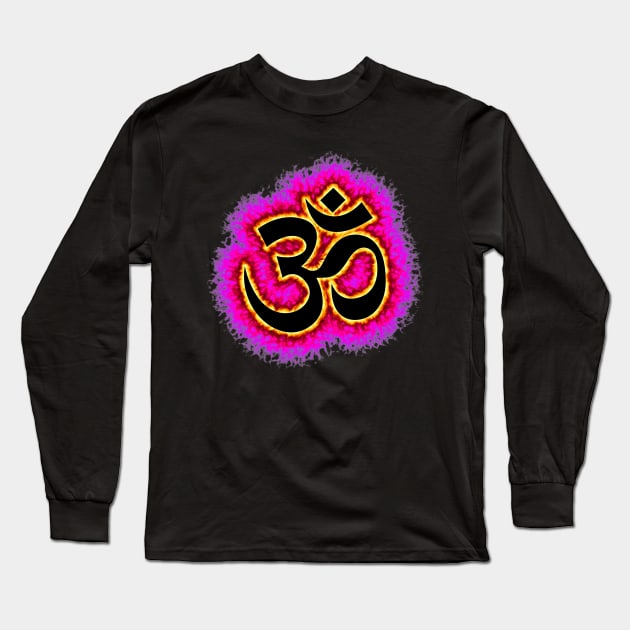 pink Om fire symbol Long Sleeve T-Shirt by DrewskiDesignz